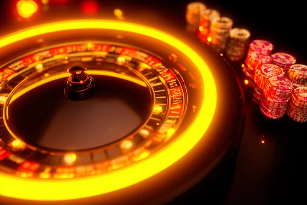A woman in a luxurious green gown next to an ornate roulette wheel, capturing the upscale casino mood of VBB8.